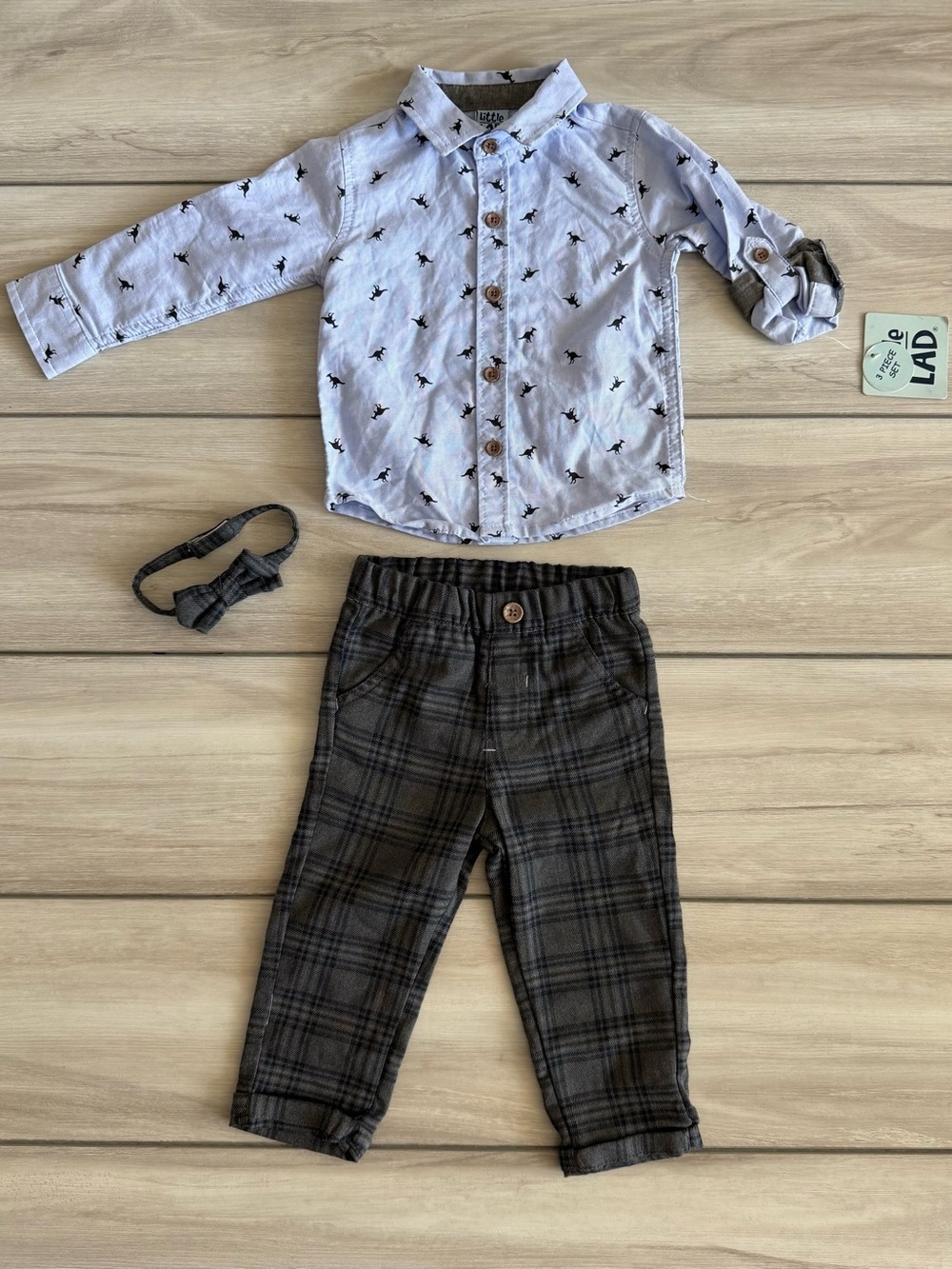 Little Lad Matching 3 Piece Dinosaur Set Blue Size 12 Months NWT